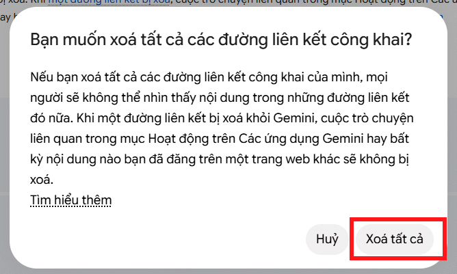 Cách chia sẻ đoạn chat Gemini và quản lý link công khai