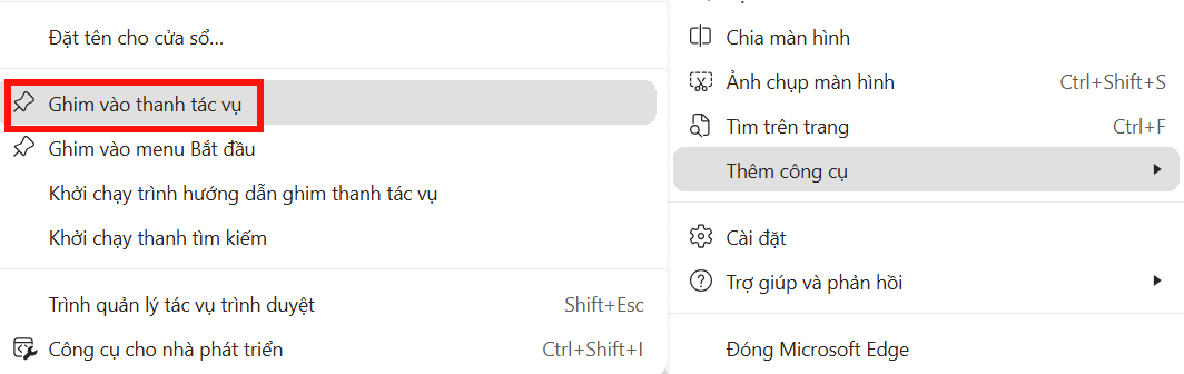 Ghim Gemini vào thanh Taskbar trên Edge