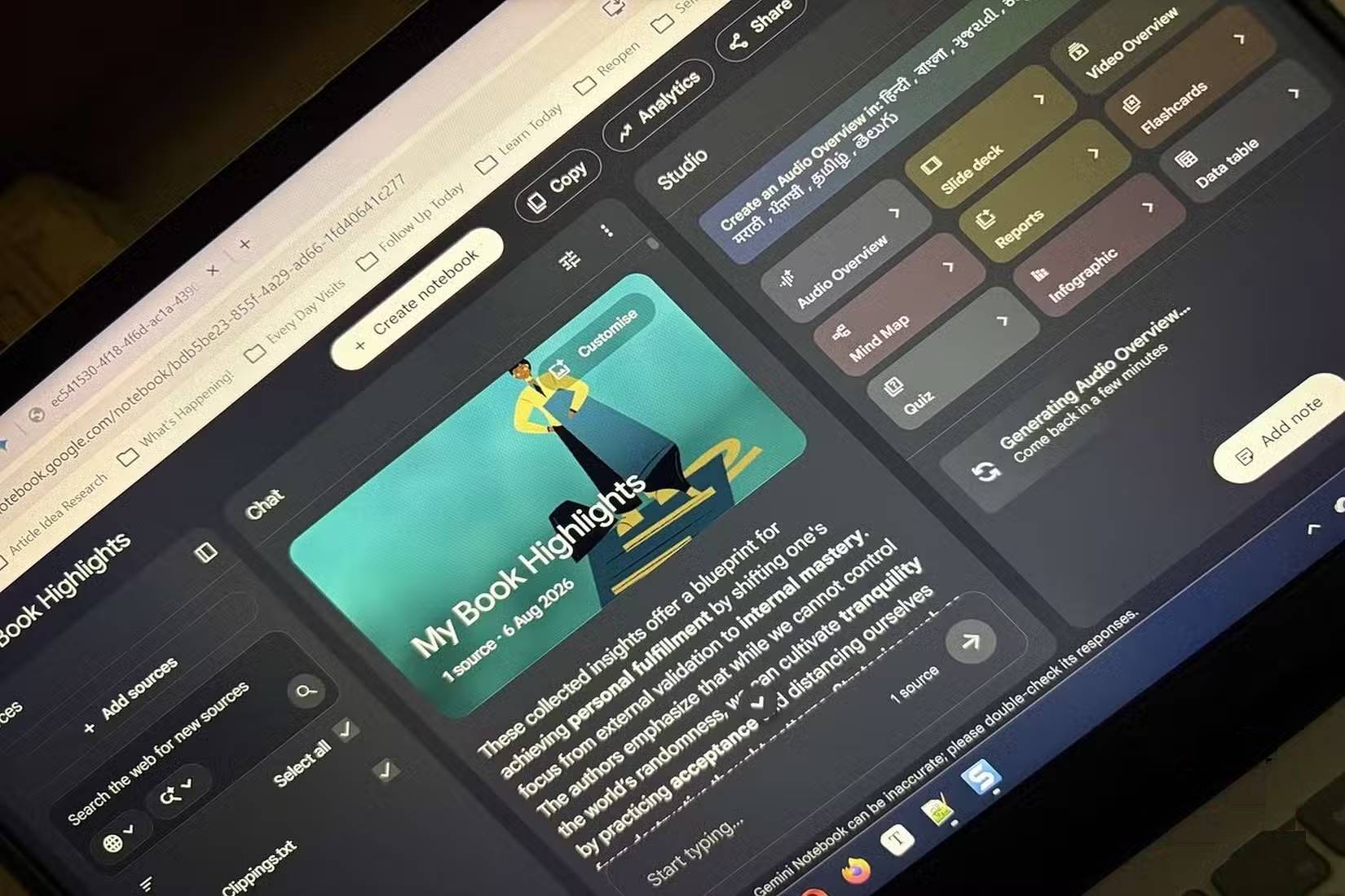 Các đoạn được đánh dấu (highlight) trên Kindle trong một notebook Gemini