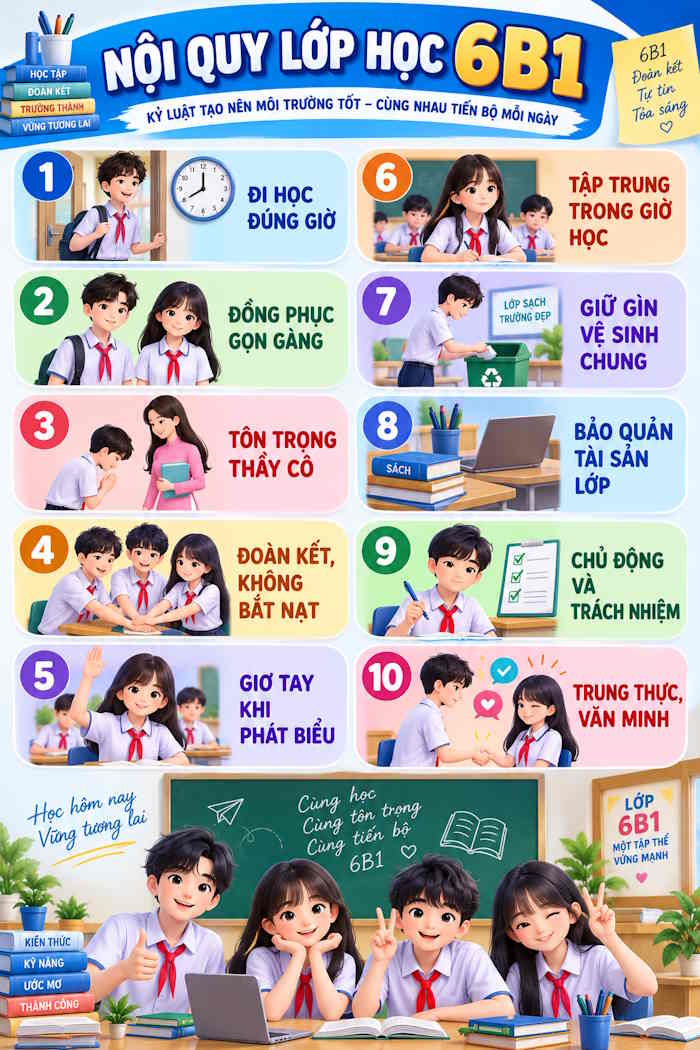 Poster nội quy lớp học THCS