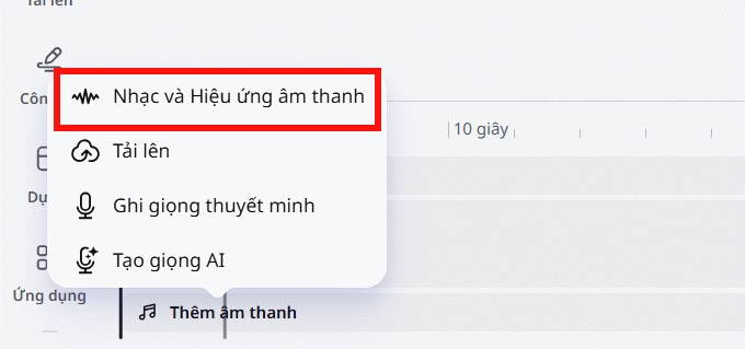 Chèn nhạc vào video Canva