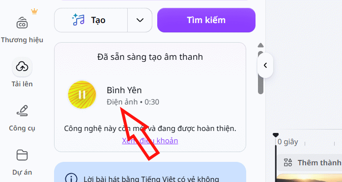 Nhạc AI tạo trên Canva