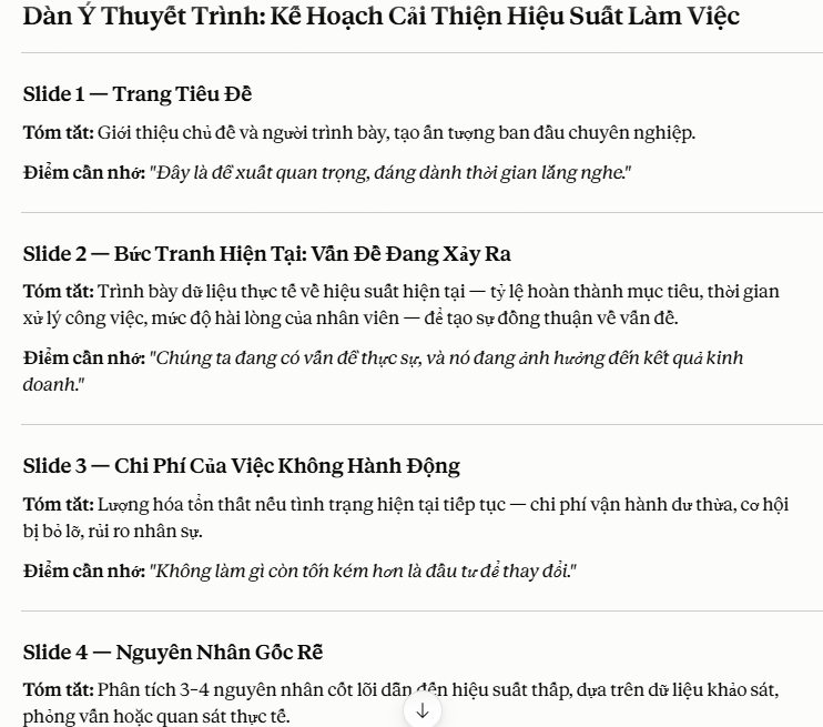 Câu lệnh prompt lên dàn ý thuyết trình