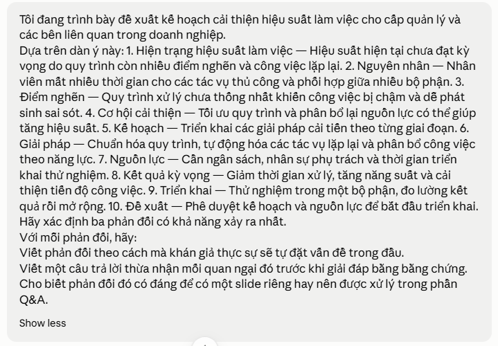 Prompt dự đoán phản đối từ người nghe