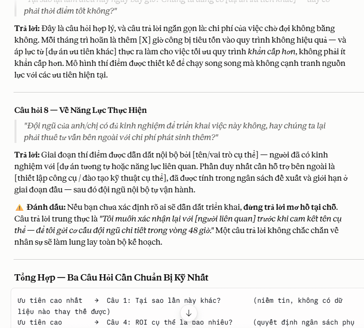 Trả lời câu hỏi khó từ người nghe 
