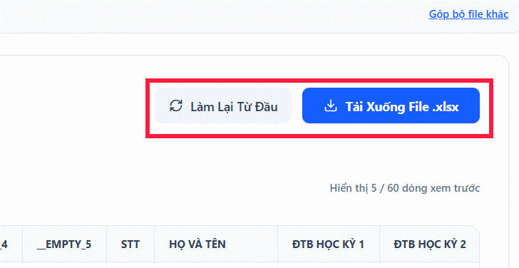Tải file Excel gộp trên ExcelMerger Pro