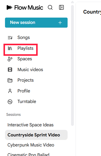 Playlist on Google Flow Music