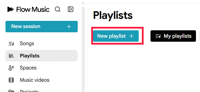 New playlist on Google Flow Music