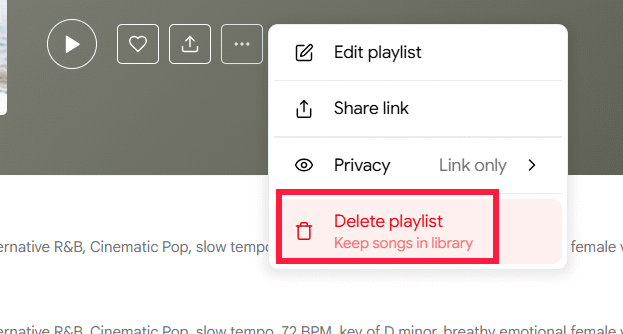 Delete playlist on Google Flow Music