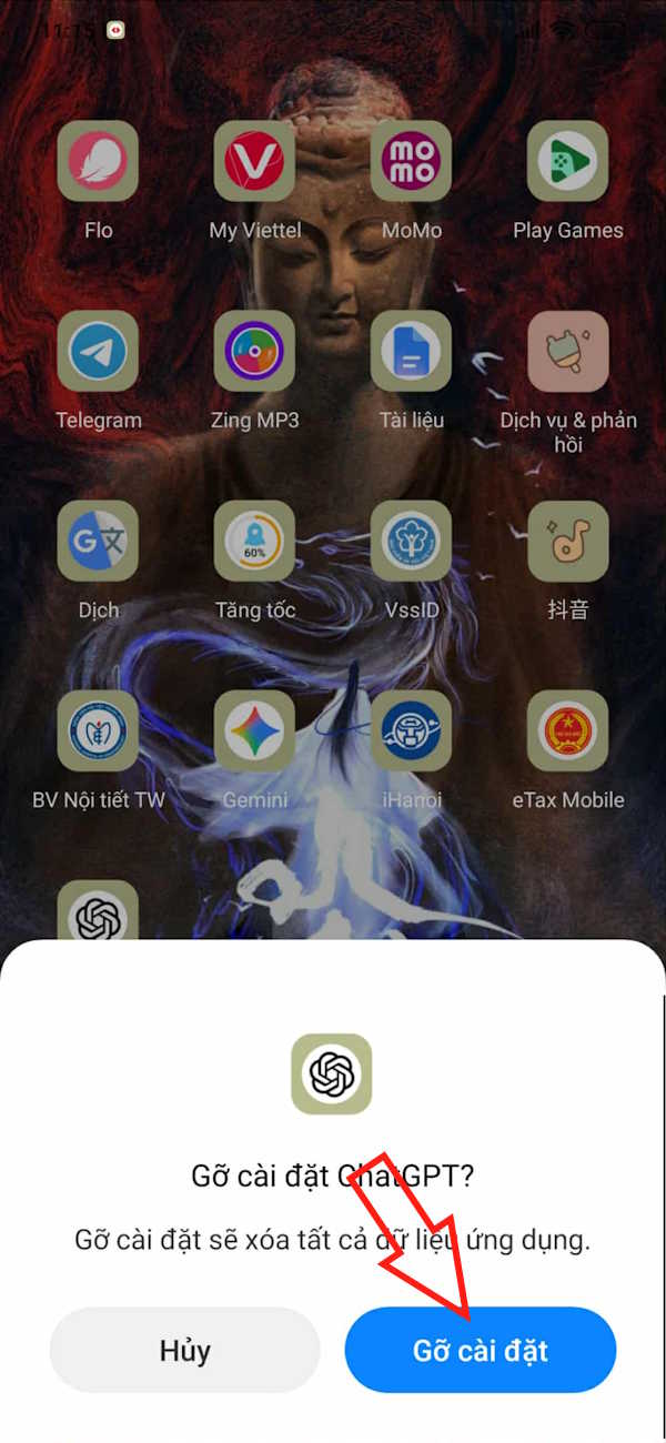 Xóa trang web ChatGPT trên Android