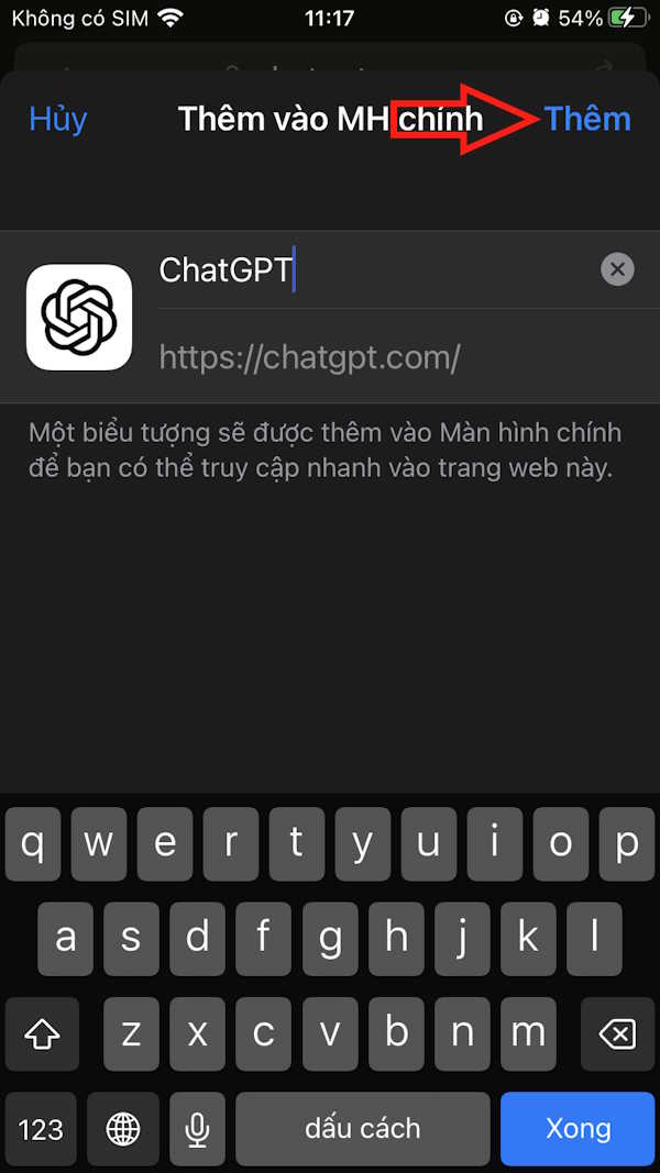 Thêm lối tắt ChatGPT trên iPhone