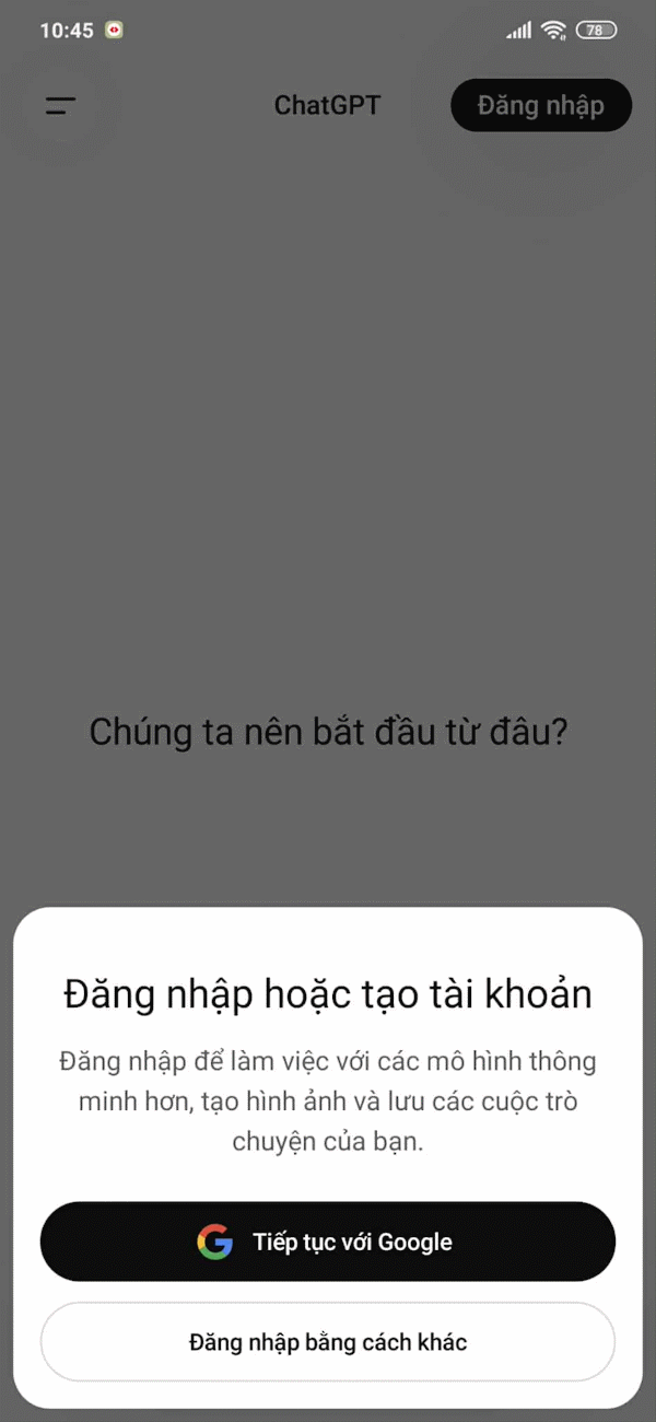 Đăng nhập ChatGPT