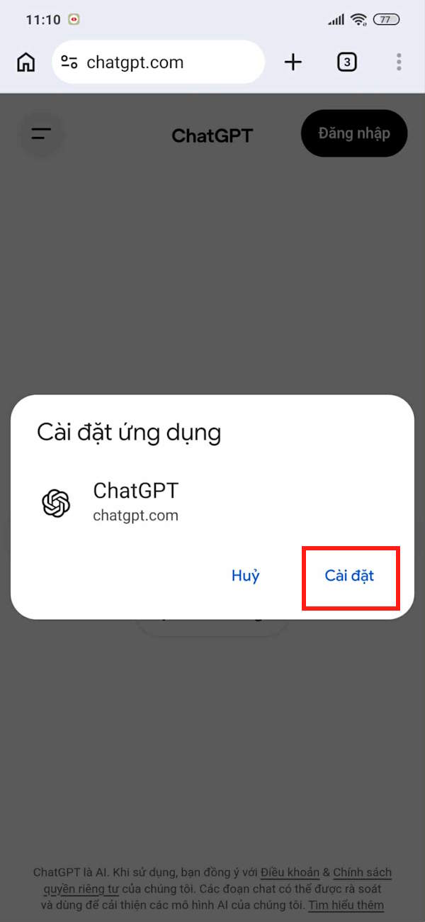 Tạo lối tắt ChatGPT Android