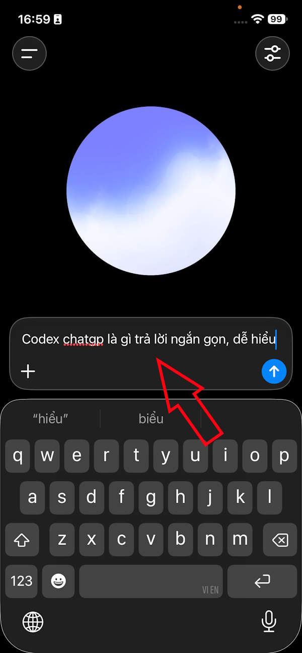 Nhập câu hỏi trực tiếp ChatGPT Voice điện thoại