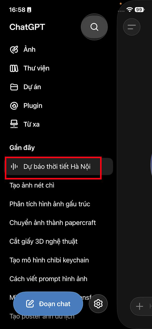 Lịch sử chat bằng giọng nói ChatGPT