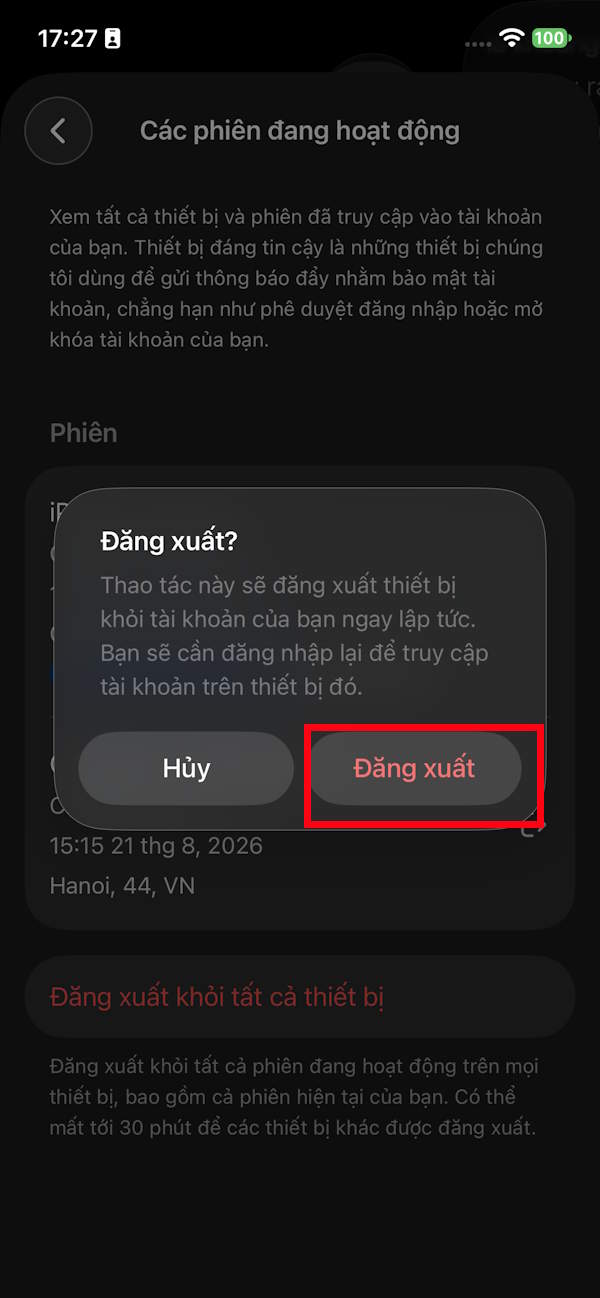 Đăng xuất ChatGPT từ xa