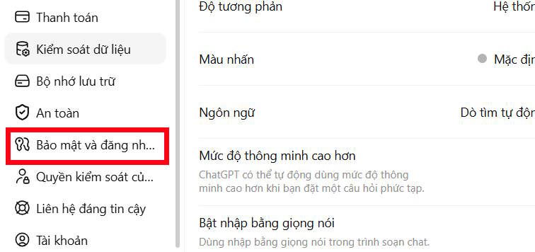 Bảo mật đăng nhập ChatGPT PC
