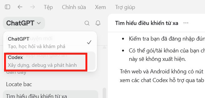 Codex ChatGPT máy tính