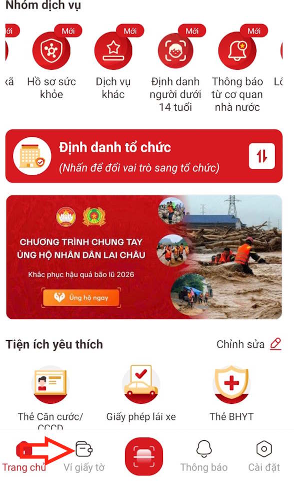Ví giấy tờ trên VNeID
