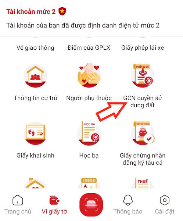 GCN quyền sử dụng đất trên VNeID