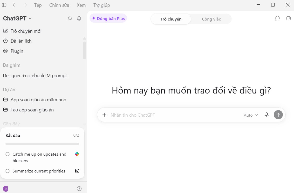 Giao diện ChatGPT trên Windows