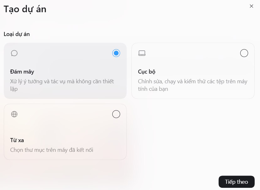 Tạo dự án trên ChatGPT trên Windows
