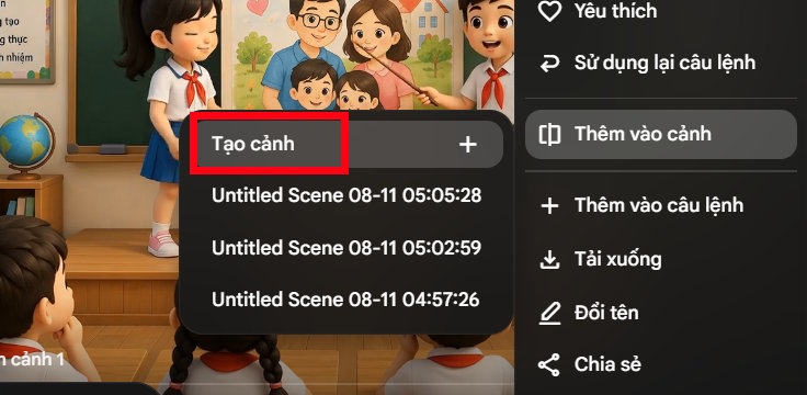 Create new scene in Google Flow