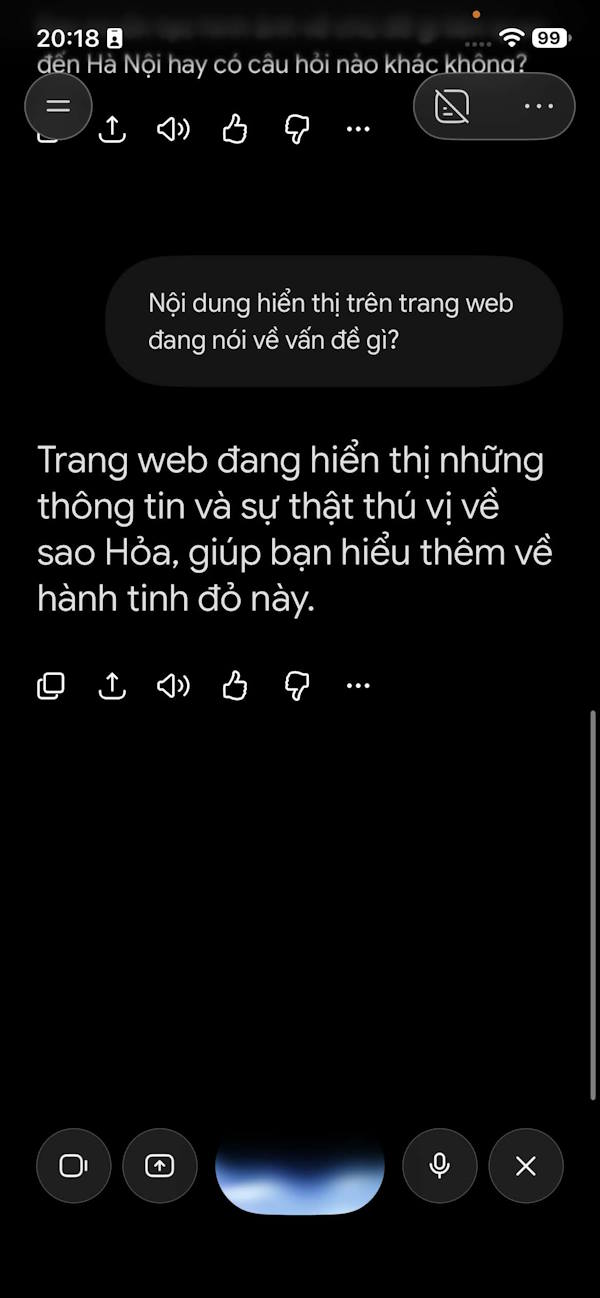 Nội dung màn hình bằng Gemini Live