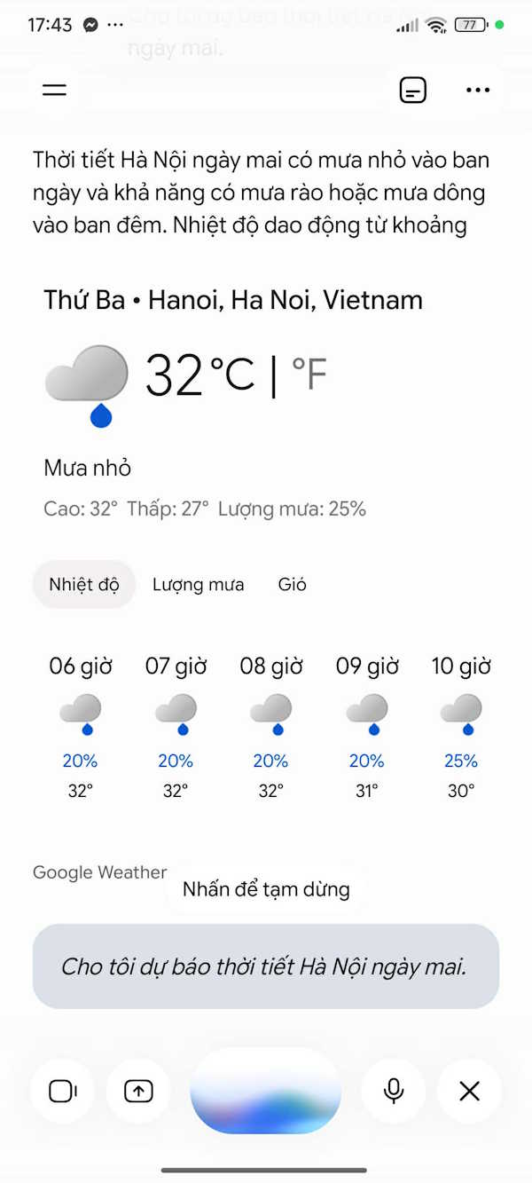 Hiện câu trả lời