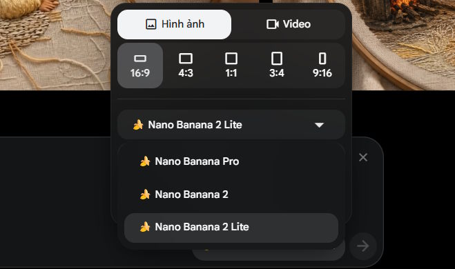 Selecting an image model in Google Flow
