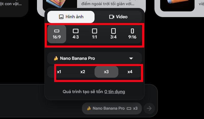 Setting image dimensions and quantity in Google Flow