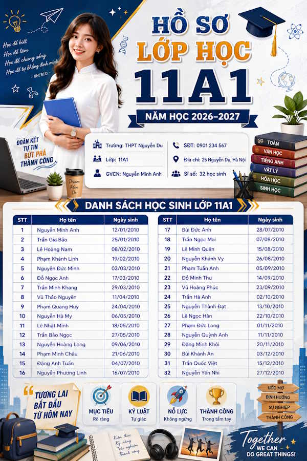 Prompt tạo hồ sơ lớp học THPT