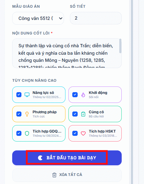 Thông tin giáo án tích hợp NLS