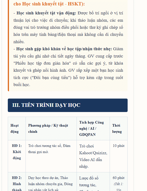 Nội dung giáo án tích hợp NLS