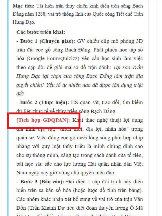 Tích hợp nội dung trong giáo án bài giảng