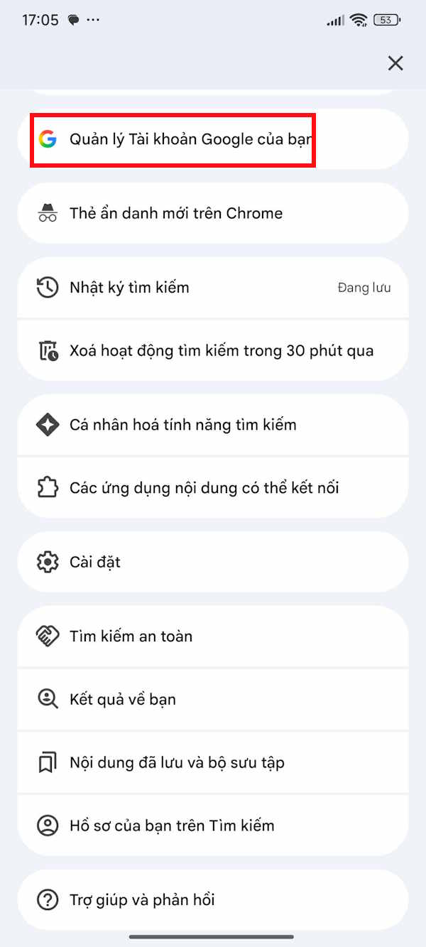 Quản lý tài khoản Google 