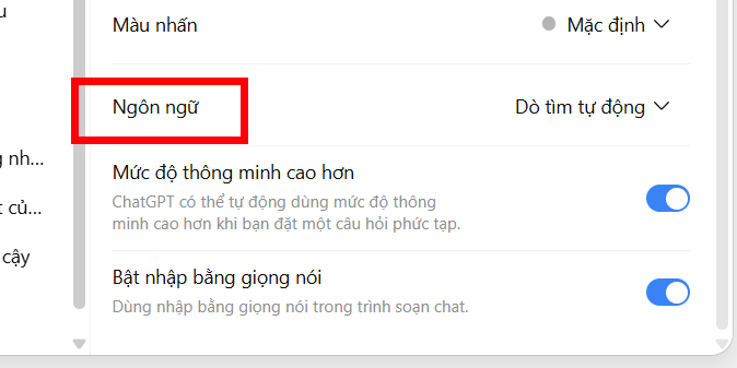 Đổi ngôn ngữ cho ChatGPT