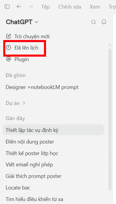 Lên lịch nhiệm vụ trên ChatGPT