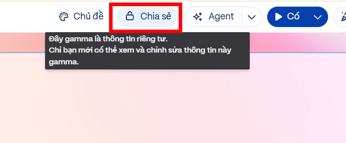 Chia sẻ slide tạo trên Gamma AI