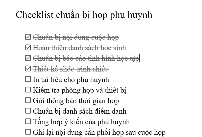Tạo checklist Google Docs