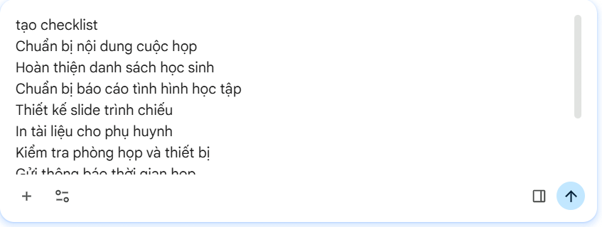 Tạo checklist Google Docs bằng Gemini