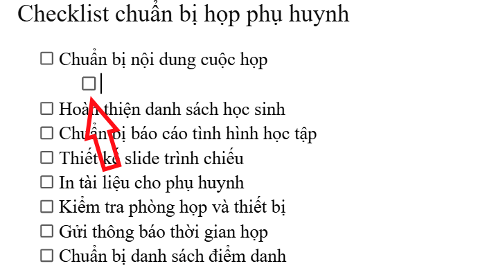 Tạo checklist con trong Google Docs