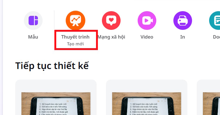 Tạo slide thuyết trình trên Canva