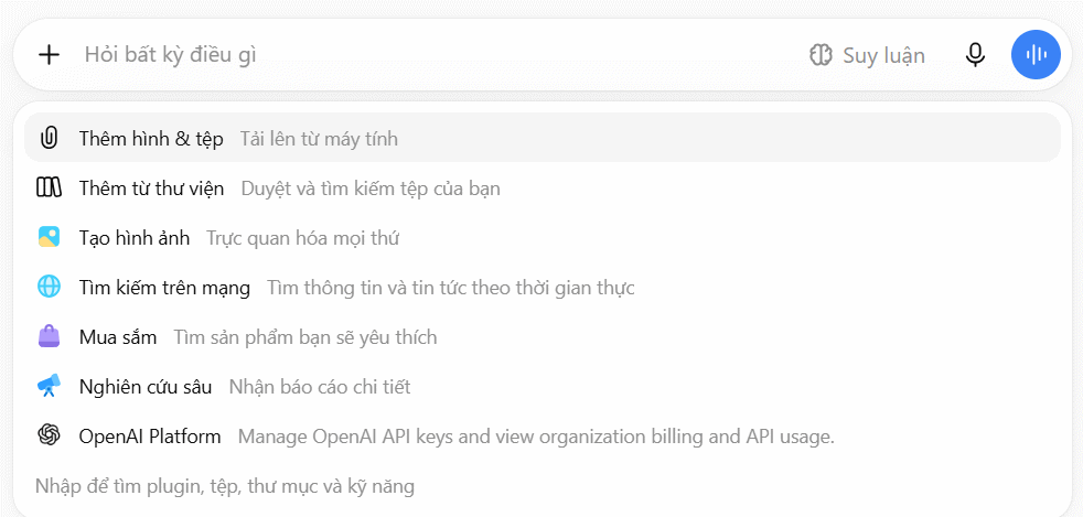 Tải tài liệu lên công cụ AI