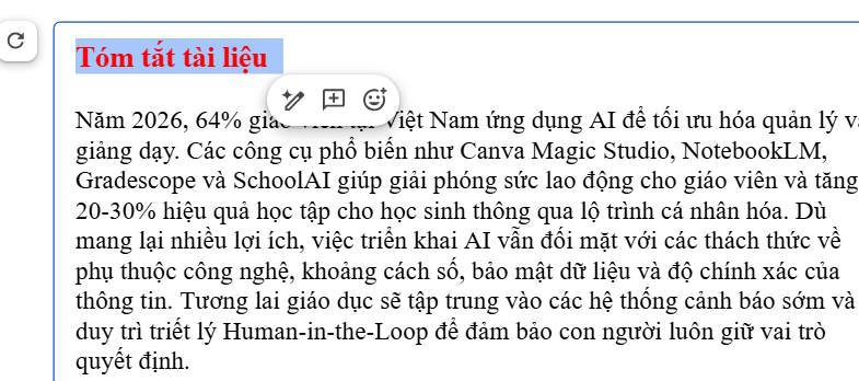 Chỉnh sửa nội dung tóm tắt AI trên Google Docs