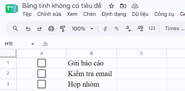 Checkbox Google Sheets