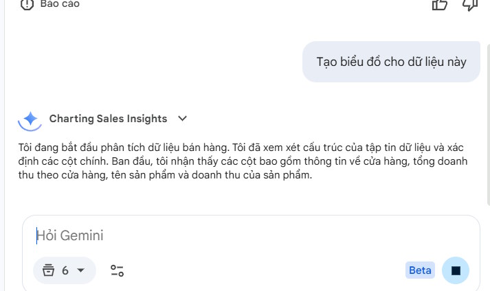 Phân tích dữ liệu bảng qua Gemini Google Sheets