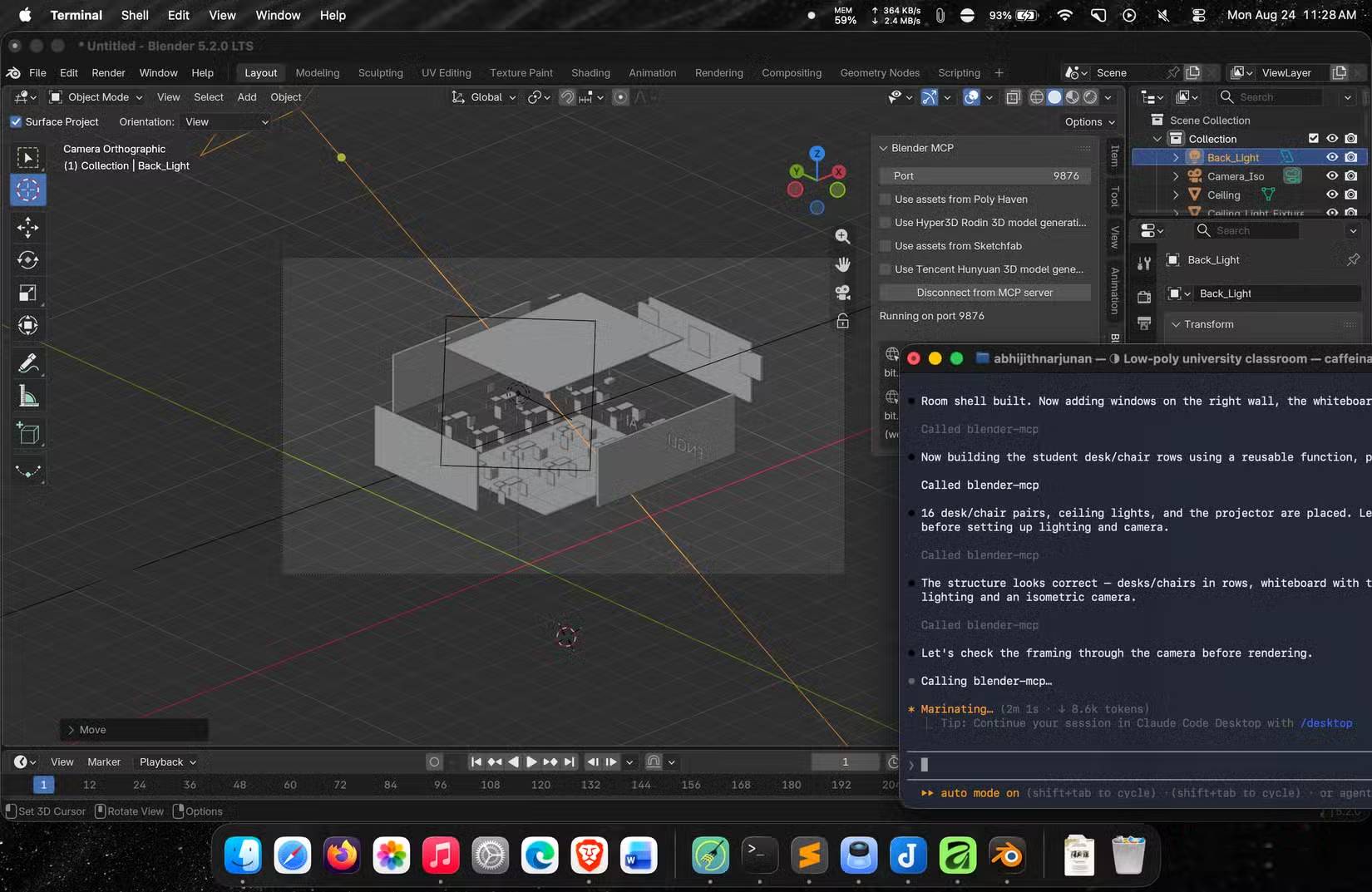 Blender chạy trên Mac thông qua Claude MCP