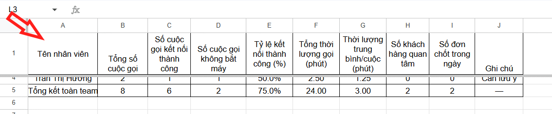 Đóng băng hàng, cột Google Sheets bằng Gemini