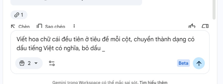 Câu lệnh chỉnh sửa trong Google Sheets